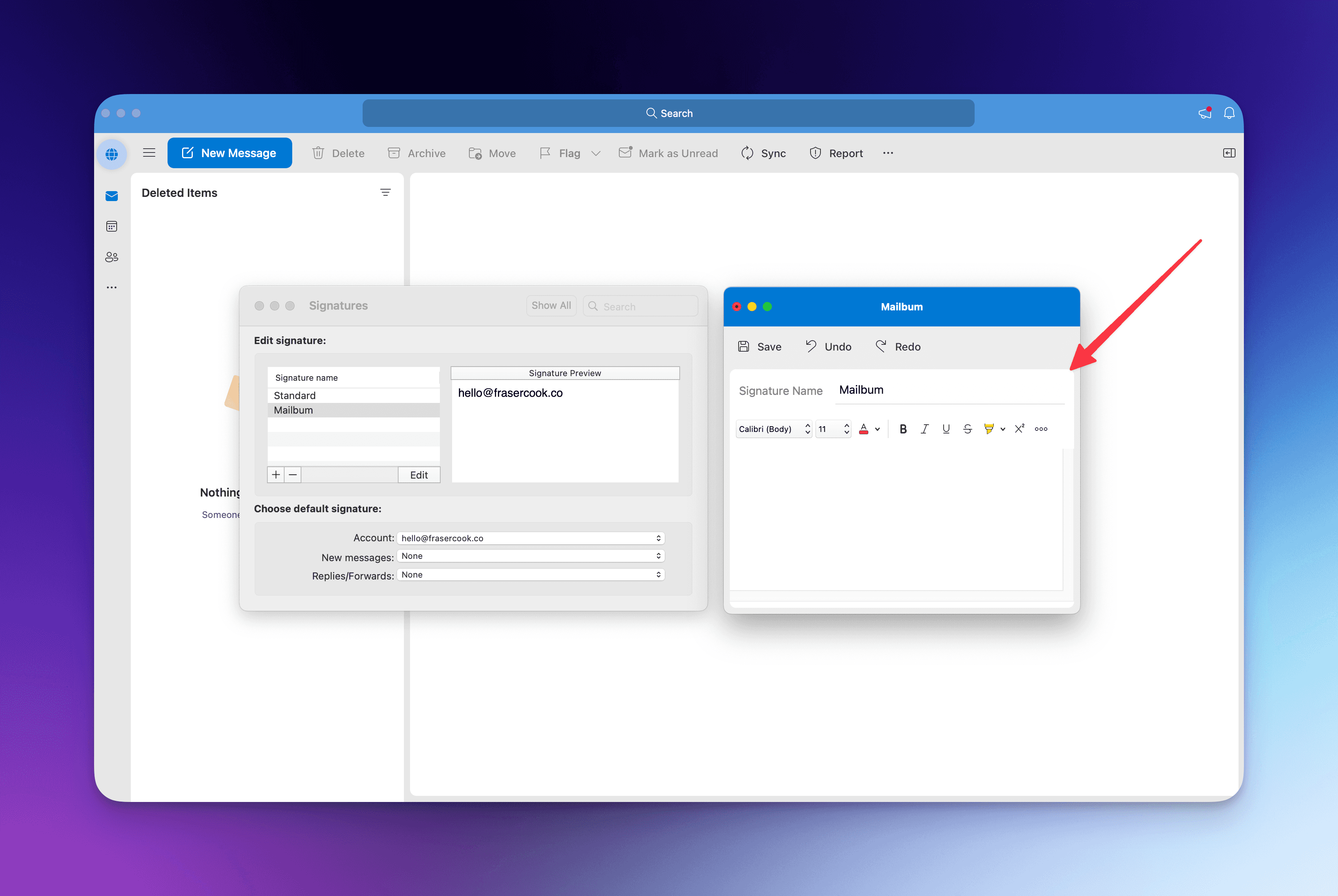Paste signature from Mailbum