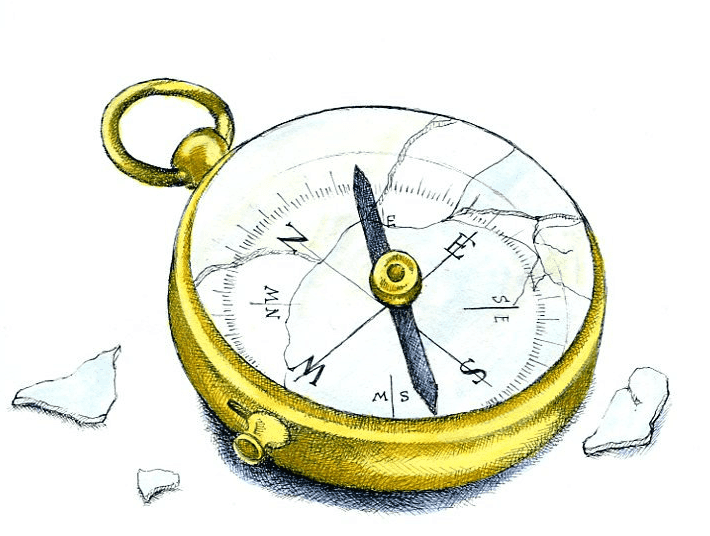 A broken compass.